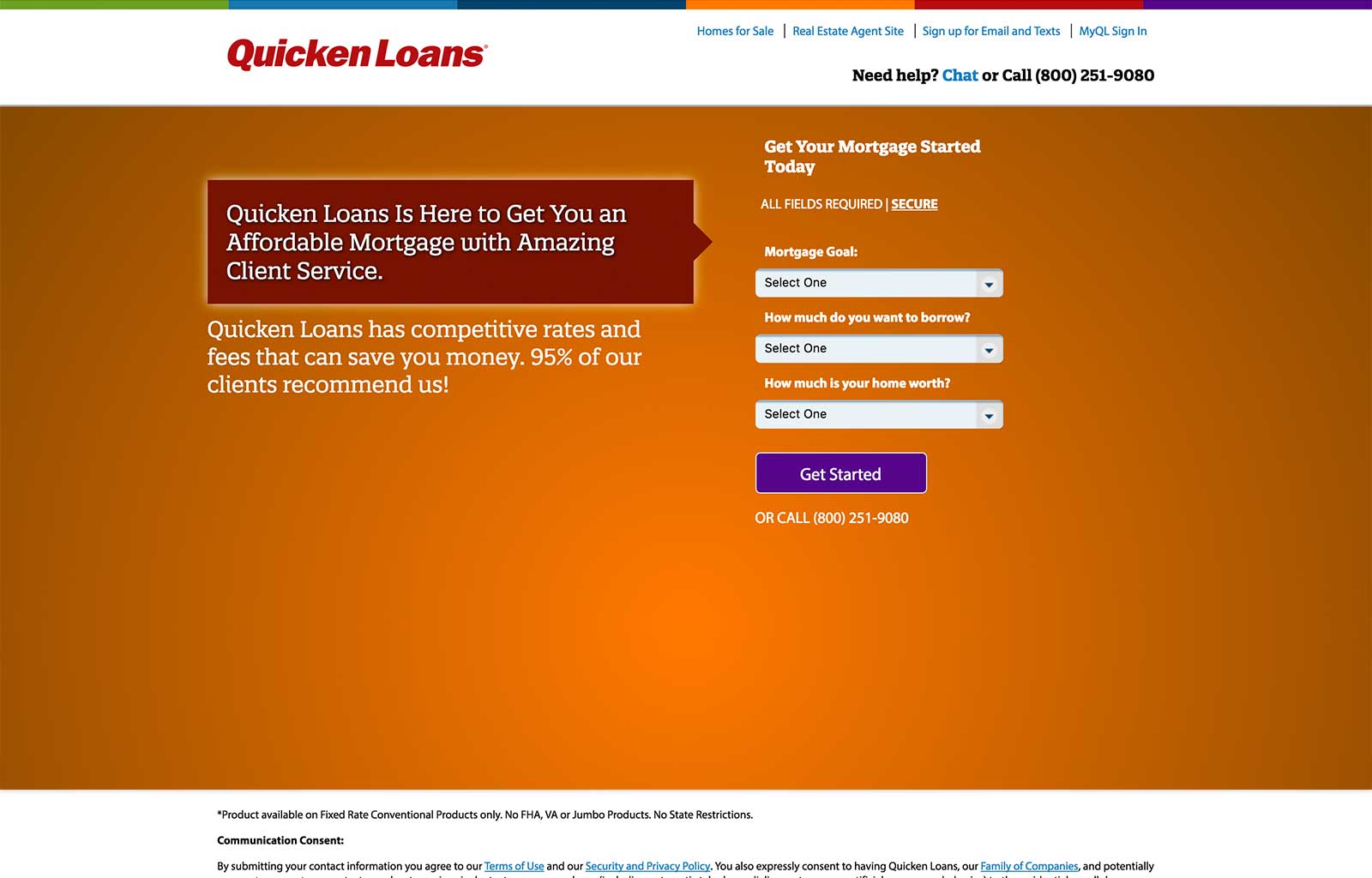 Online Mortgage Application Landing Page
